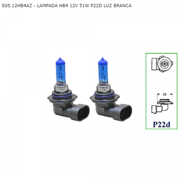 Kit Lâmpada Super Branca HB4 12V . 55W 8500k. P22d Tech One