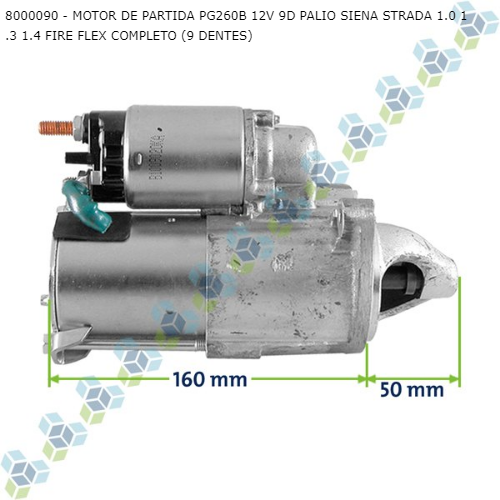 MOTOR DE PARTIDA PG260B 12V 9D PALIO SIENA STRADA 1.0 1.3 1.4 FIRE TODOS