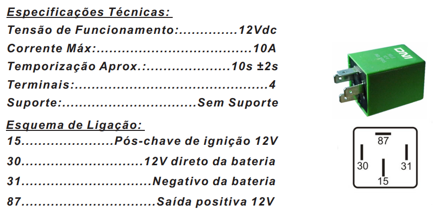 DNI0330 – Relé para Injeção Eletrônica – 12V