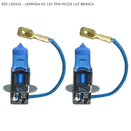Kit Lâmpada Super Branca H3 12V . 55W 8500k. PK22s Tech One