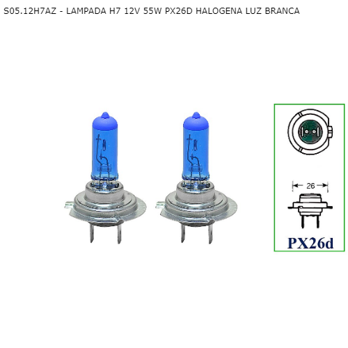 Kit Lâmpada Super Branca H7 12V . 55W 8500k. PX26d Tech One