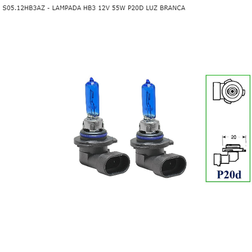 Kit Lâmpada Super Branca HB3 12V . 55W 8500k. P20d Tech One